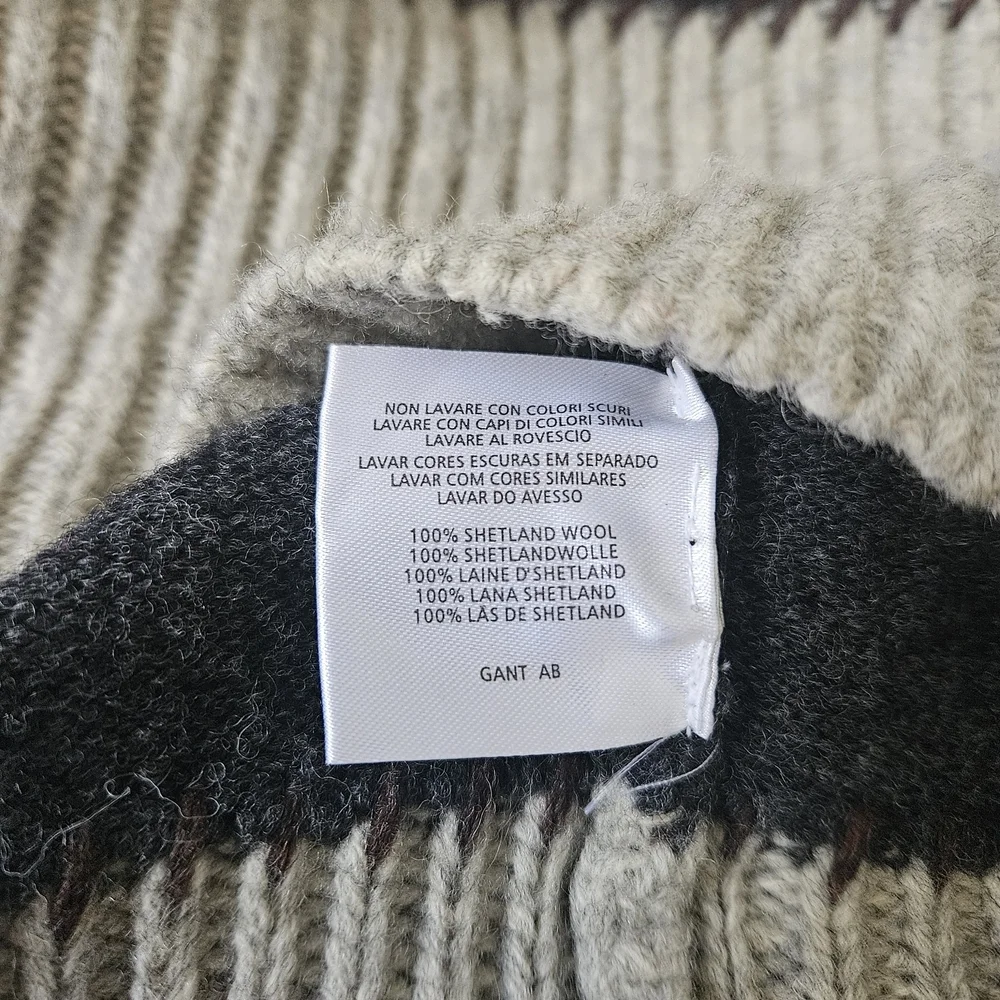 Gant By Michael Bastian Grey Shetland Wool Sweater Size L - Picture 8 of 10